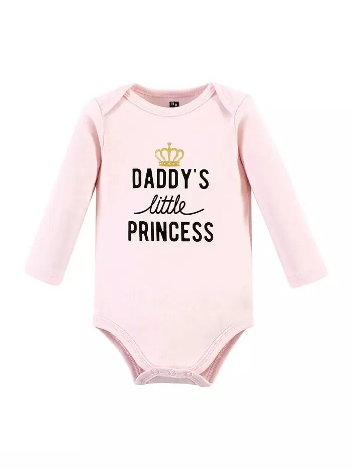 Хлопковые боди с длинными рукавами для маленьких девочек, упаковка Daddys Princess, 3 шт — изображение 2 из 5