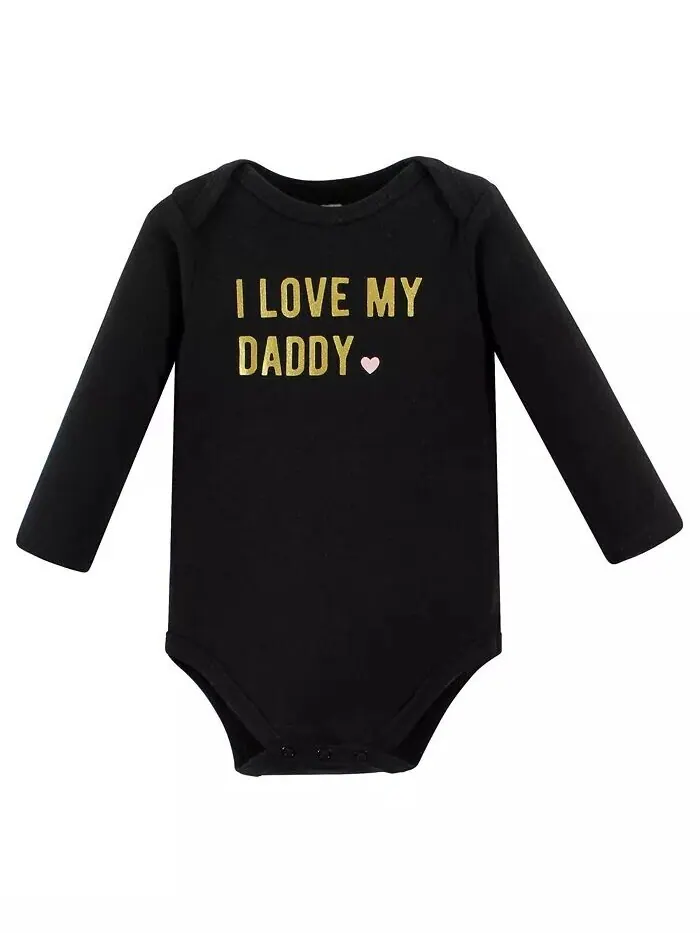Хлопковые боди с длинными рукавами для маленьких девочек, упаковка Daddys Princess, 3 шт — изображение 5 из 5