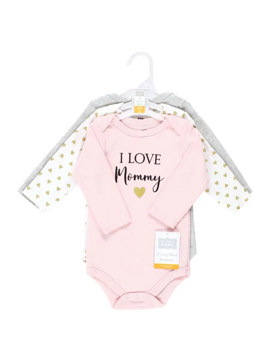 Комплект из 3 хлопковых боди с длинными рукавами Hudson Baby, Girl Mommy 3-Pack — изображение 2 из 4