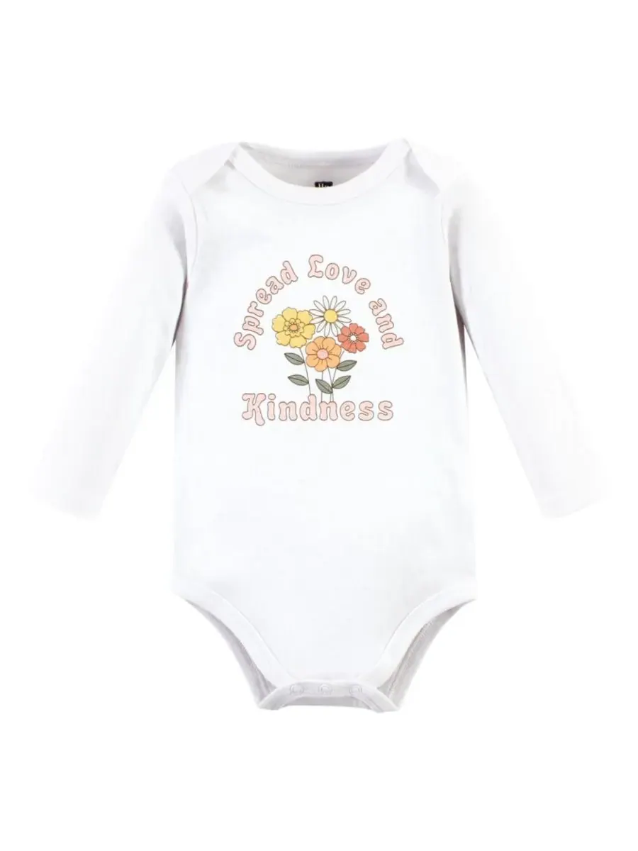 Комплект из 3 хлопковых боди с длинными рукавами Hudson Baby, Peace Love Flowers — изображение 2 из 5
