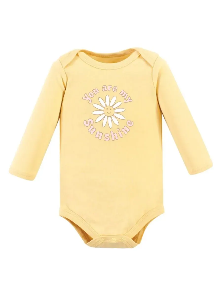 Комплект из 3 хлопковых боди с длинными рукавами Hudson Baby, Peace Love Flowers — изображение 4 из 5