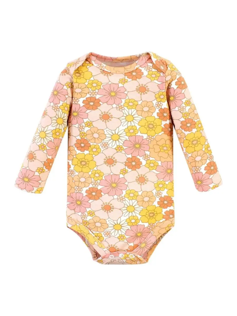 Комплект из 3 хлопковых боди с длинными рукавами Hudson Baby, Peace Love Flowers — изображение 5 из 5