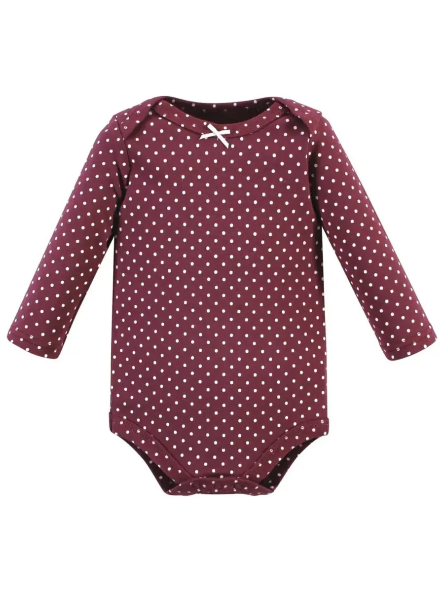 Комплект из 3 хлопковых боди с длинными рукавами Hudson Baby, Plum Wildflower 3 Pack — изображение 4 из 5