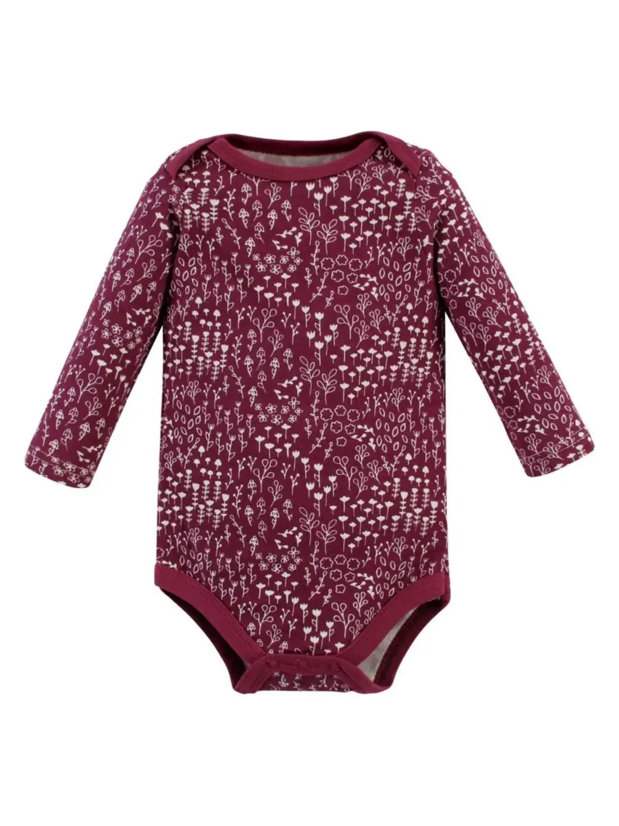 Комплект из 3 хлопковых боди с длинными рукавами Hudson Baby, Little Love Flowers 3-Pack — изображение 4 из 5