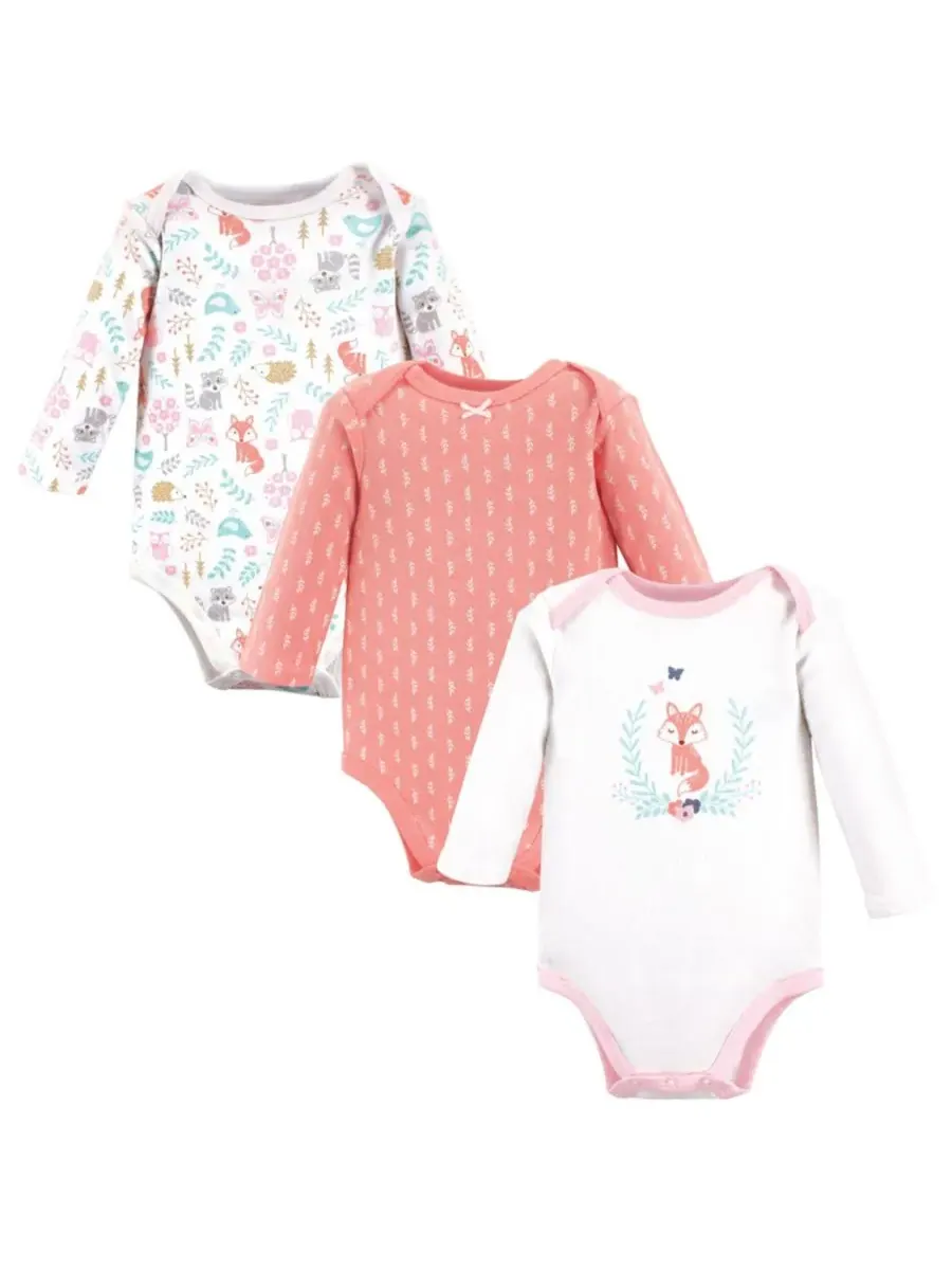 Комплект из 3 хлопковых боди с длинными рукавами Hudson Baby, Woodland Fox — изображение 1 из 3