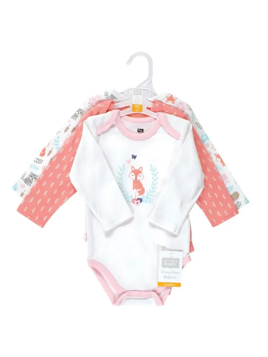 Комплект из 3 хлопковых боди с длинными рукавами Hudson Baby, Woodland Fox — изображение 2 из 3