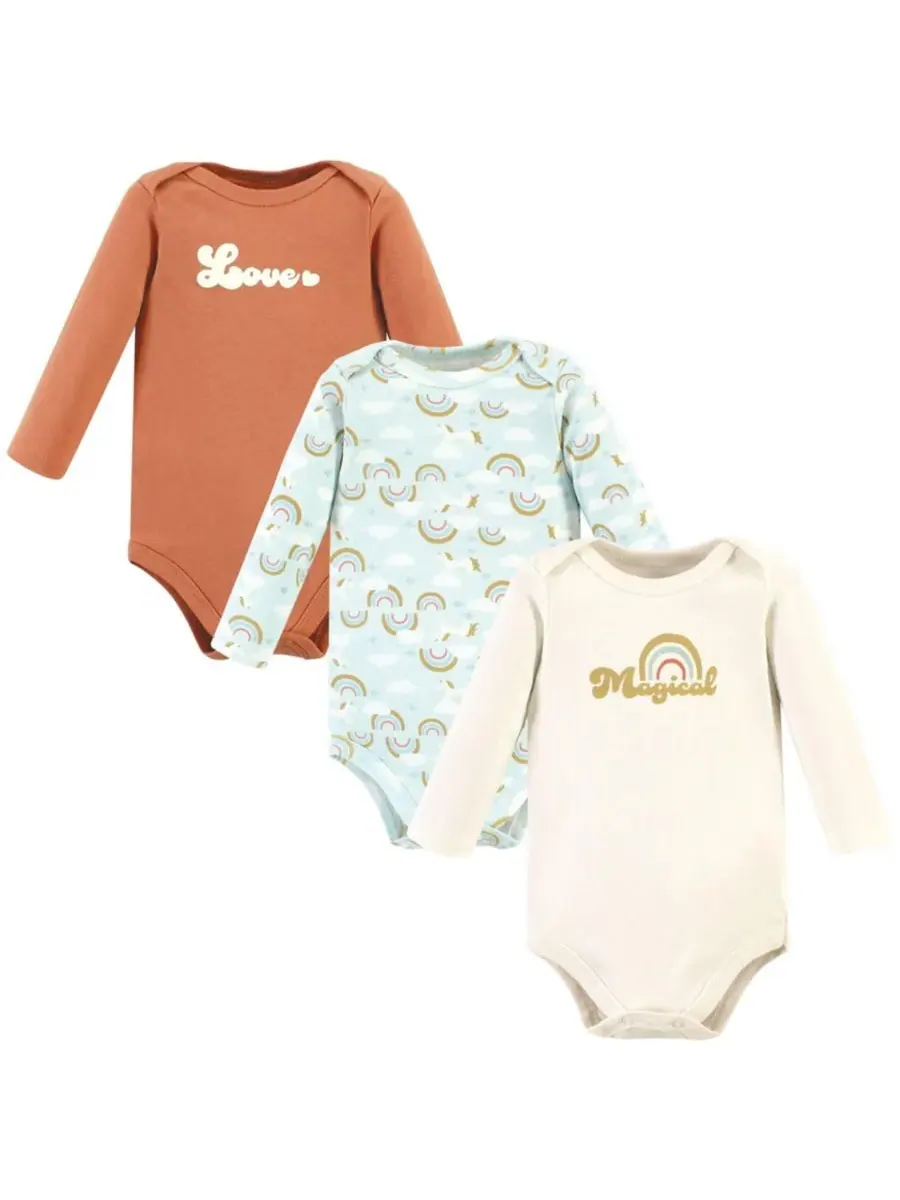 Комплект из 3 хлопковых боди с длинными рукавами Hudson Baby, Magical Rainbow 3-Pack — изображение 1 из 5