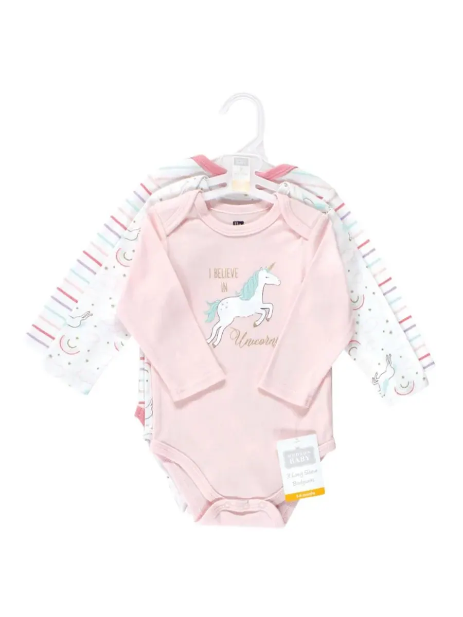 Комплект из 3 хлопковых боди с длинными рукавами Hudson Baby, Glitter Unicorn — изображение 2 из 3