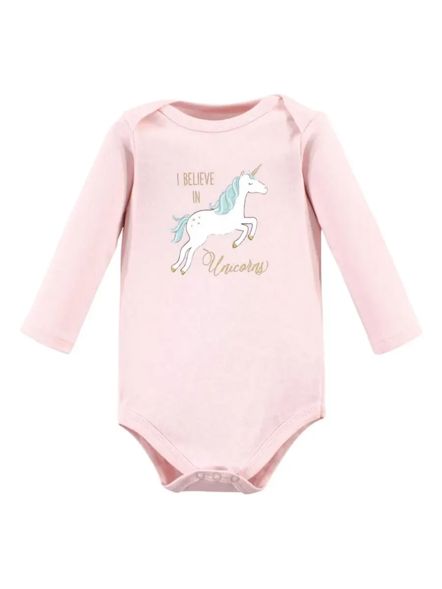 Комплект из 3 хлопковых боди с длинными рукавами Hudson Baby, Glitter Unicorn — изображение 3 из 3