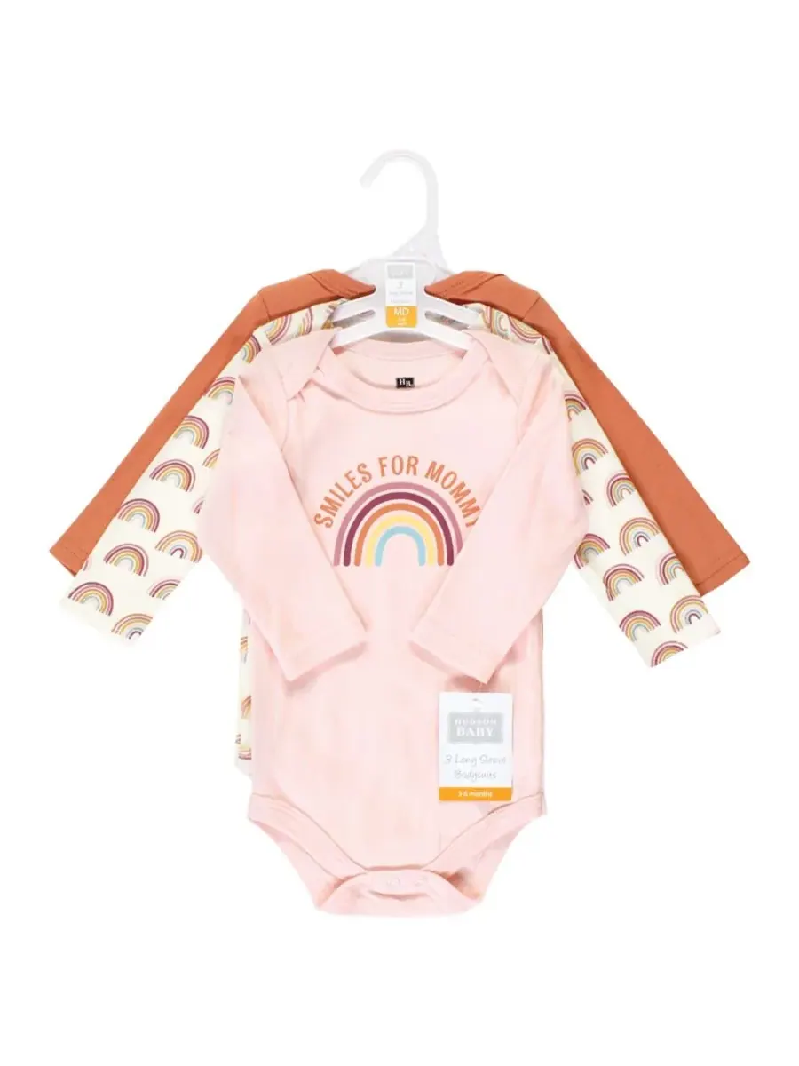 Комплект из 3 хлопковых боди с длинными рукавами Hudson Baby, Sunshine Rainbows 3-Pack — изображение 2 из 5