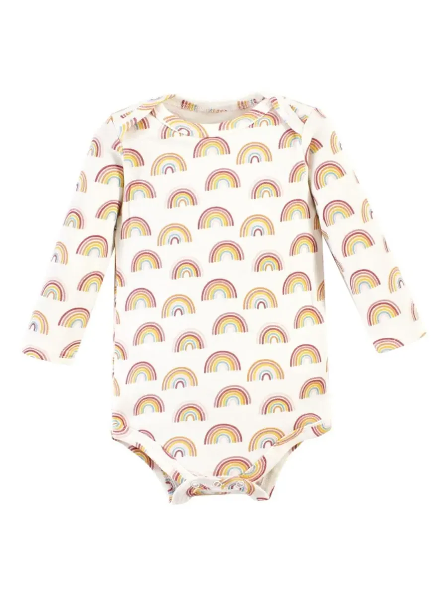 Комплект из 3 хлопковых боди с длинными рукавами Hudson Baby, Sunshine Rainbows 3-Pack — изображение 4 из 5