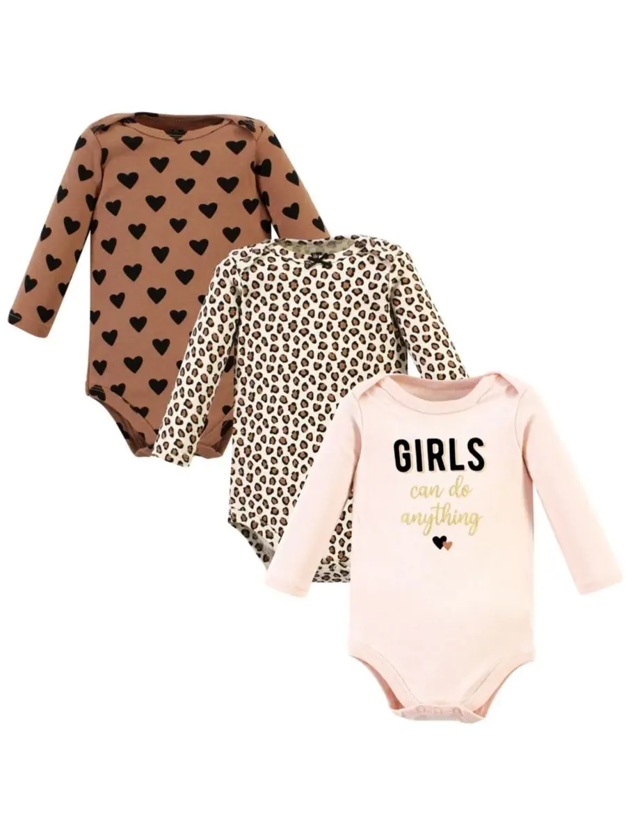 Комплект из 3 хлопковых боди с длинными рукавами Hudson Baby, Cinnamon Hearts 3 Pack — изображение 1 из 5