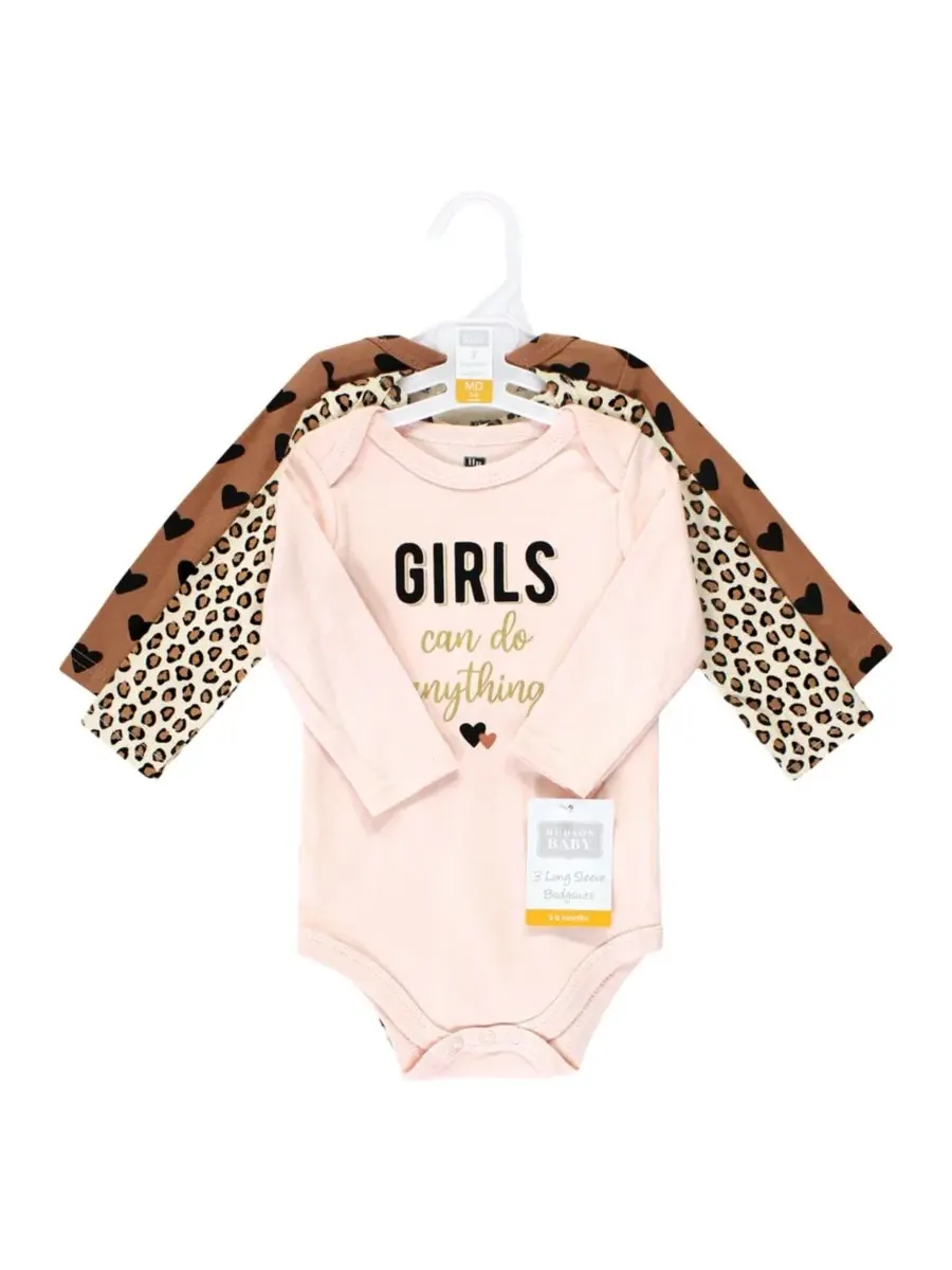 Комплект из 3 хлопковых боди с длинными рукавами Hudson Baby, Cinnamon Hearts 3 Pack — изображение 2 из 5