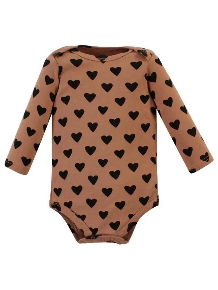 Комплект из 3 хлопковых боди с длинными рукавами Hudson Baby, Cinnamon Hearts 3 Pack — изображение 4 из 5