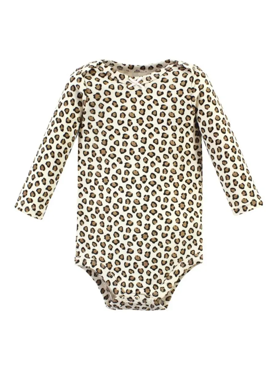 Комплект из 3 хлопковых боди с длинными рукавами Hudson Baby, леопард hearts 3 pack — изображение 4 из 5