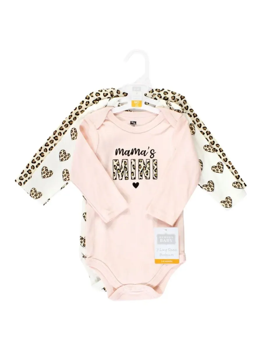 Комплект из 3 хлопковых боди с длинными рукавами Hudson Baby, леопард hearts 3 pack — изображение 5 из 5