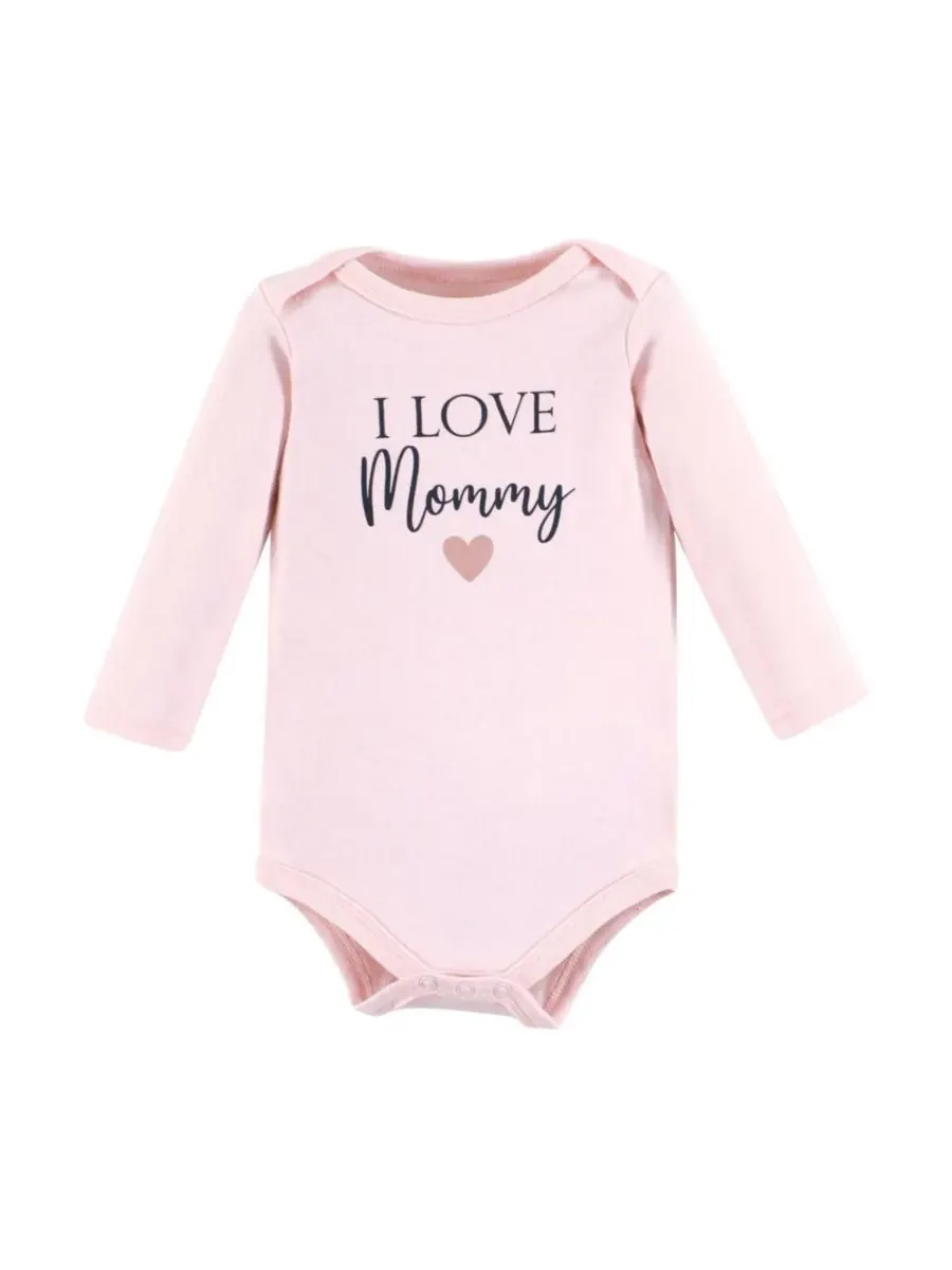 Комплект из 3 хлопковых боди с длинными рукавами Hudson Baby — изображение 3 из 5, розовый темно-синий