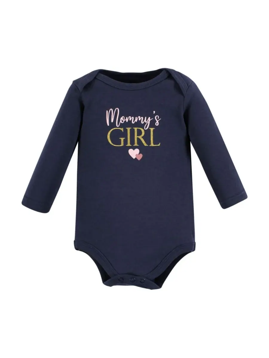 Комплект из 3 хлопковых боди с длинными рукавами Hudson Baby — изображение 4 из 5, розовый темно-синий