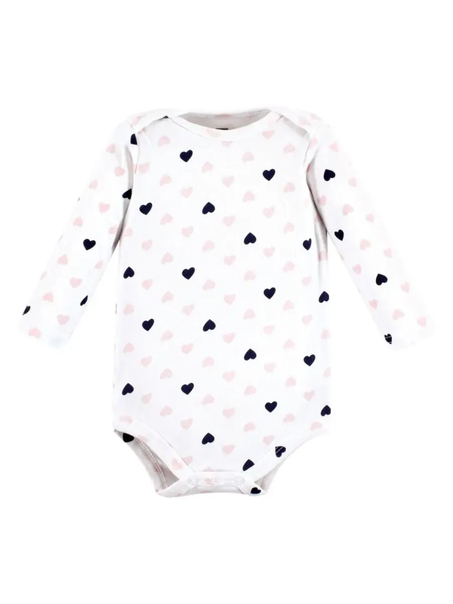 Комплект из 3 хлопковых боди с длинными рукавами Hudson Baby — изображение 4 из 5, розовый темно-синий