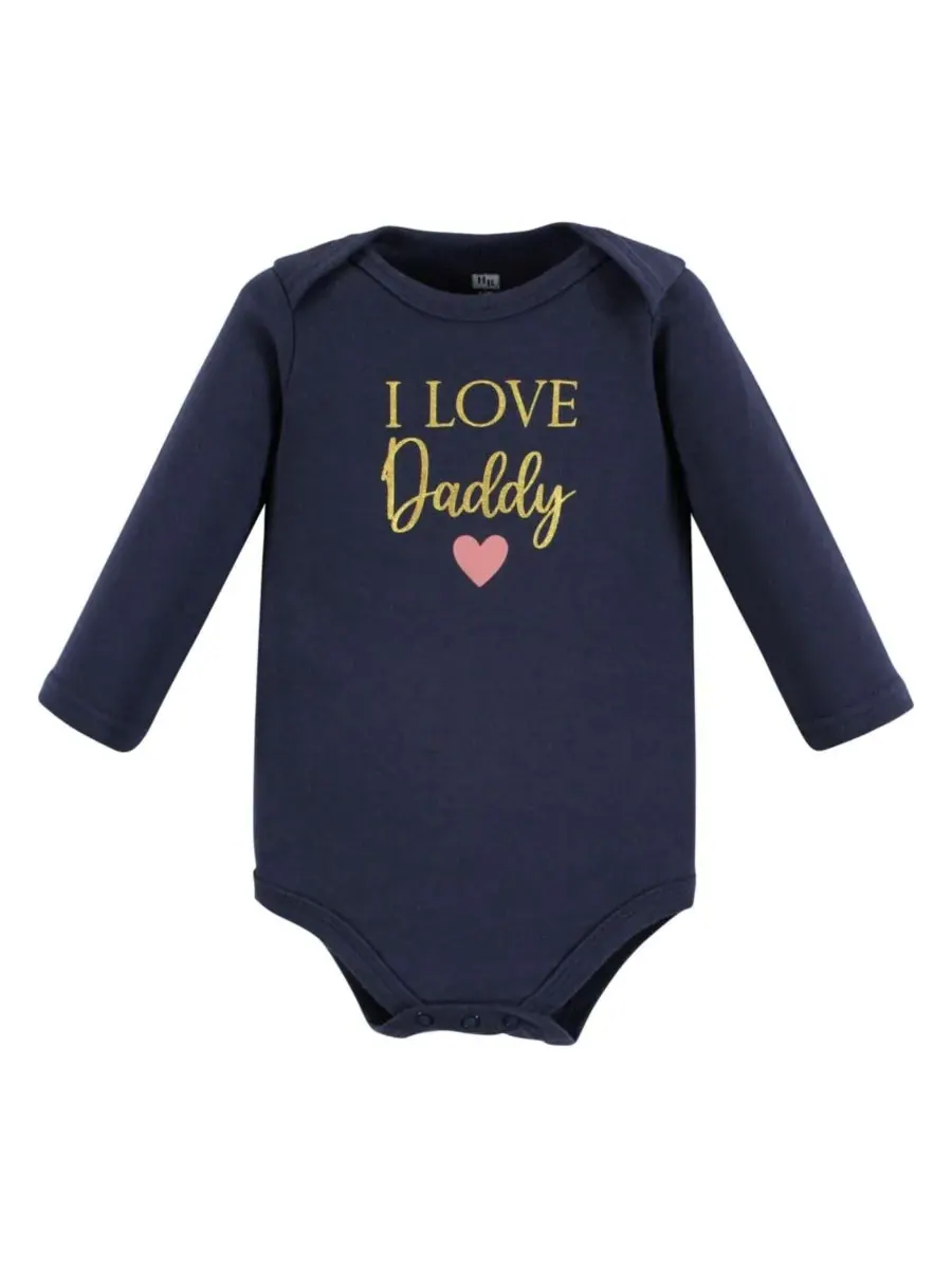 Комплект из 3 хлопковых боди с длинными рукавами Hudson Baby — изображение 5 из 5, розовый темно-синий
