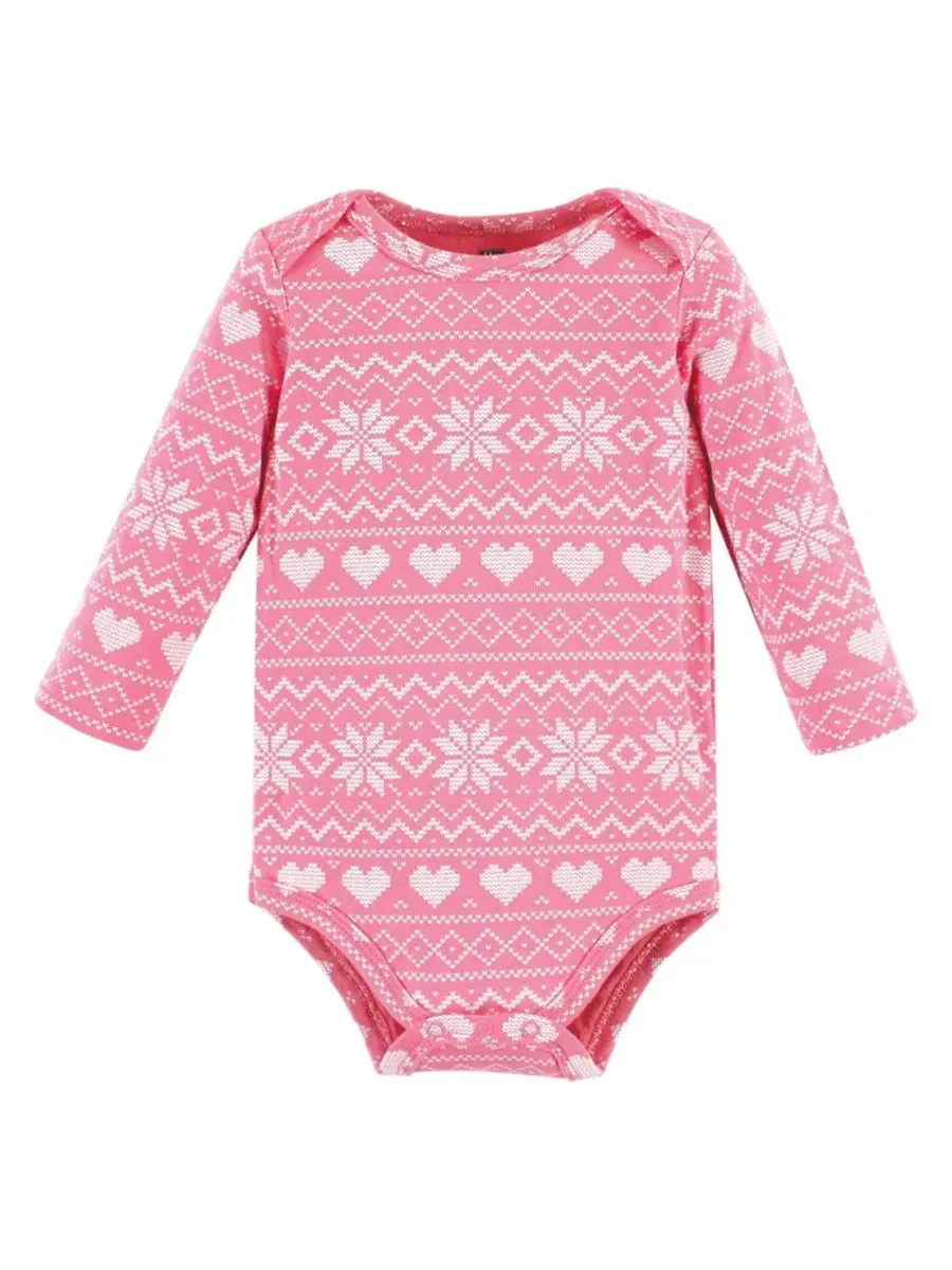 Комплект из 3 хлопковых боди с длинными рукавами Hudson Baby — изображение 2 из 5, розовый