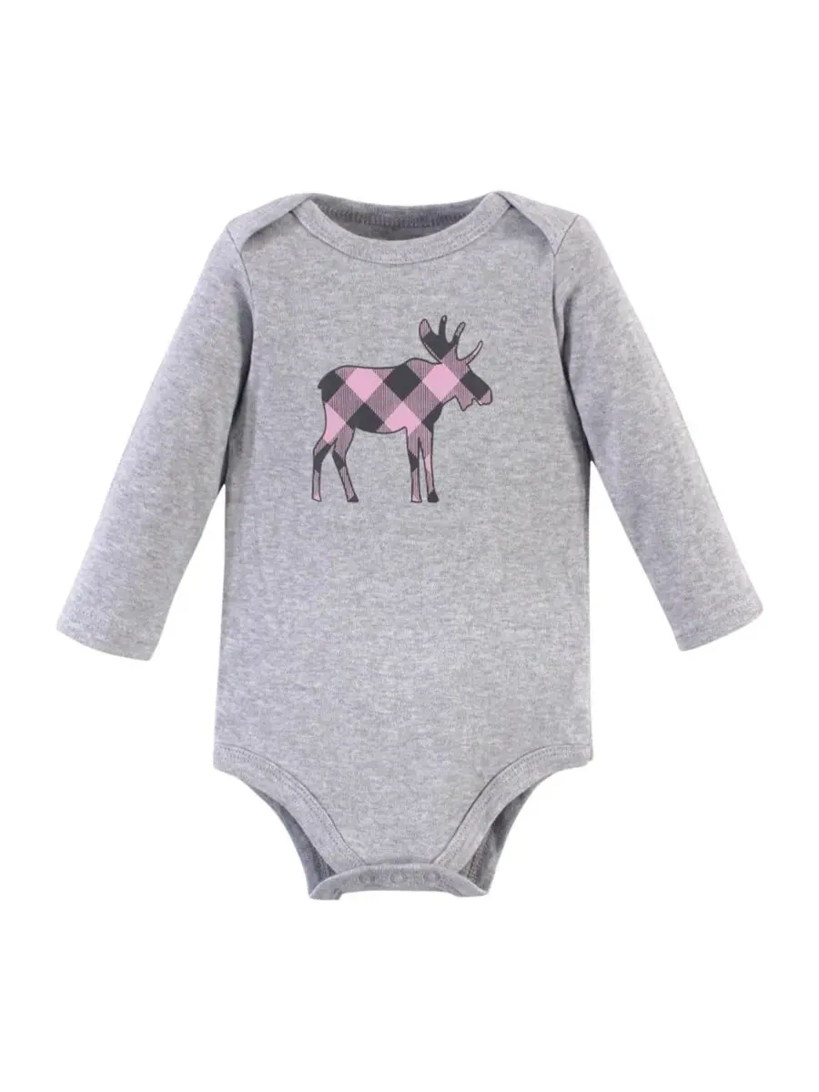 Комплект из 3 хлопковых боди с длинными рукавами Hudson Baby — изображение 3 из 3, розовый