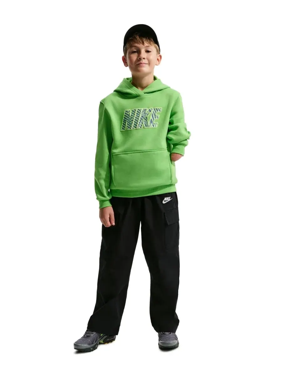 Детская флисовая толстовка с капюшоном Sportswear Club для мальчиков 4-20 лет Nike — изображение 2 из 4, зеленый