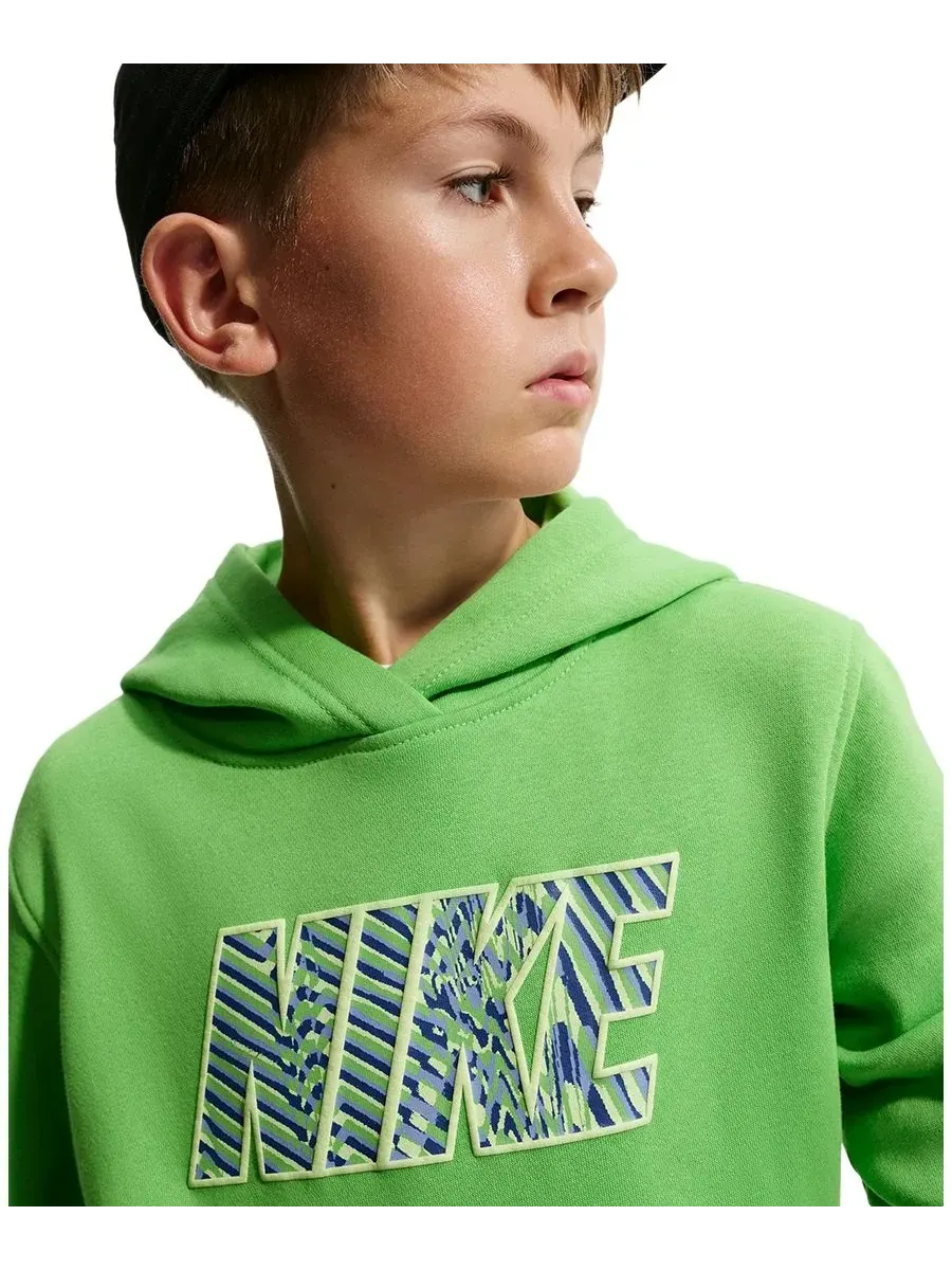 Детская флисовая толстовка с капюшоном Sportswear Club для мальчиков 4-20 лет Nike — изображение 3 из 4, зеленый