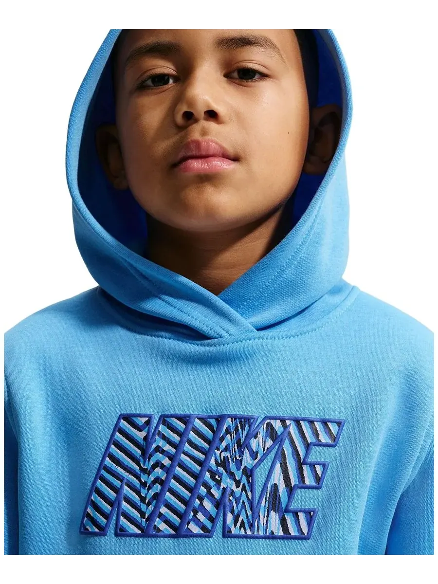 Детская флисовая толстовка с капюшоном Sportswear Club для мальчиков 4-20 лет Nike — изображение 3 из 4, синий