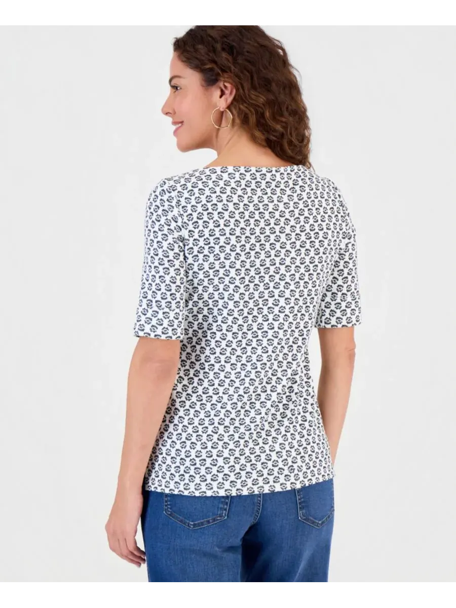 Вязаный топ с вырезом-лодочкой Style & Co — изображение 3 из 3, яркий белый