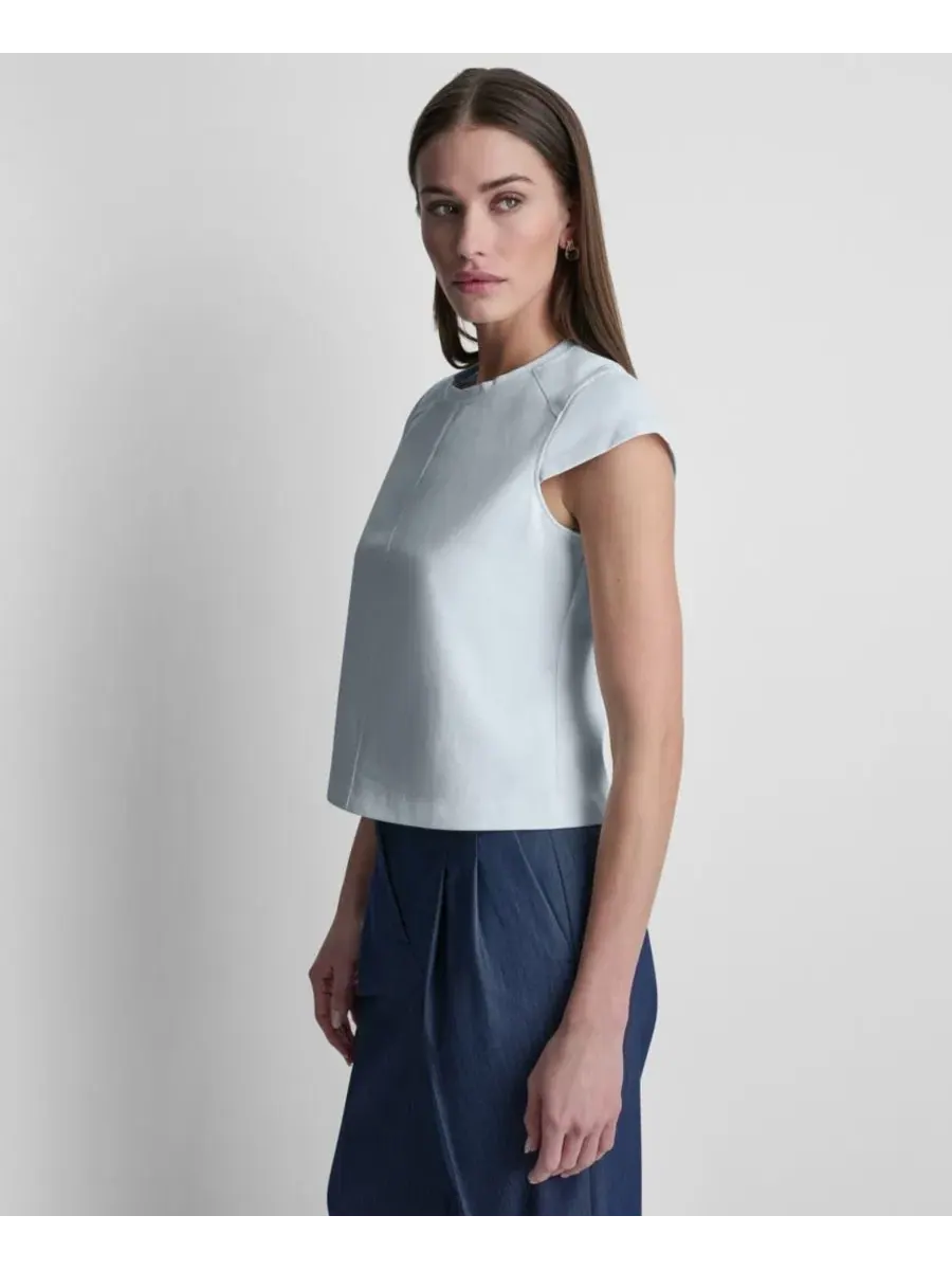 Женская трикотажная блузка City Ponte с короткими рукавами Dkny — изображение 3 из 7, светлый синий