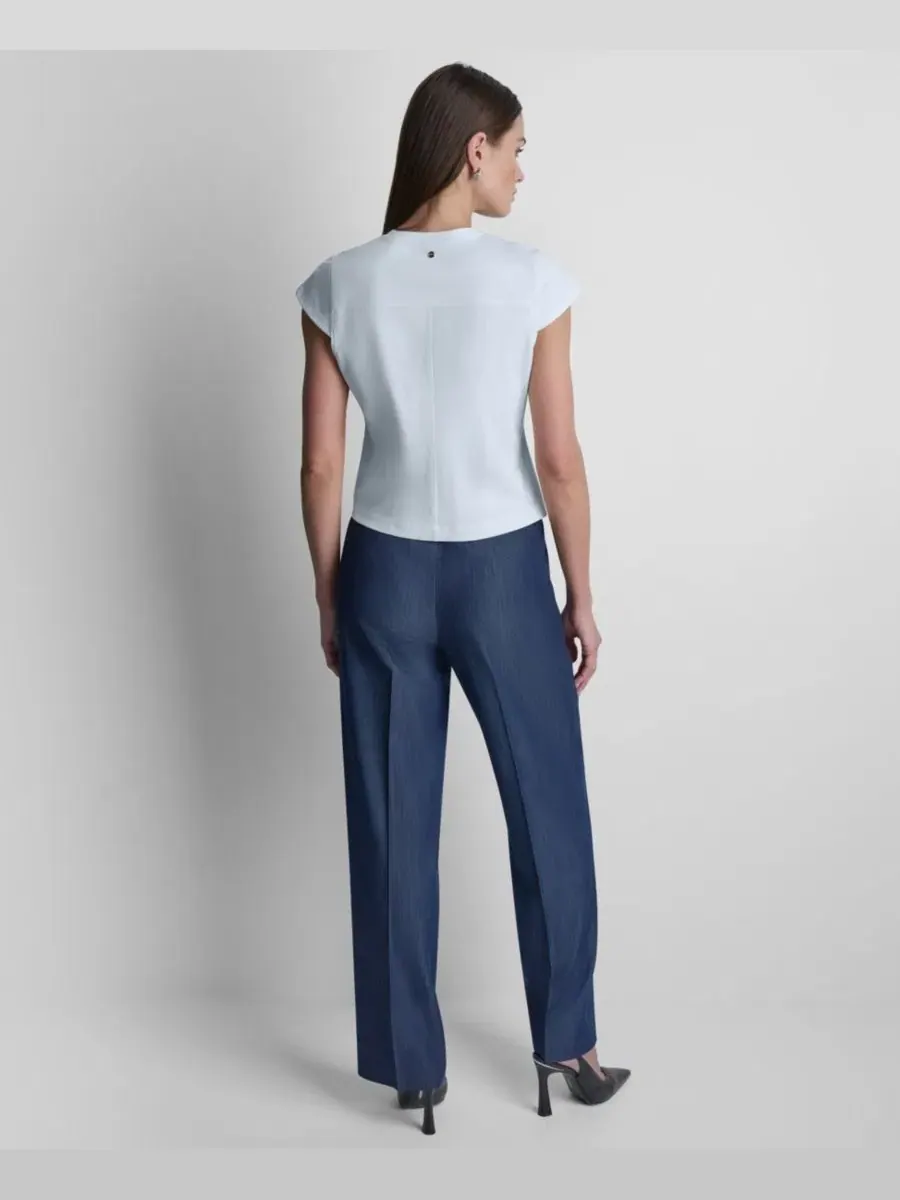 Женская трикотажная блузка City Ponte с короткими рукавами Dkny — изображение 7 из 7, светлый синий