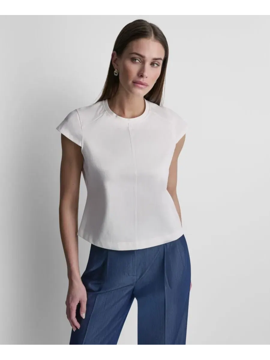 Женская трикотажная блузка City Ponte с короткими рукавами Dkny — изображение 1 из 7, белый