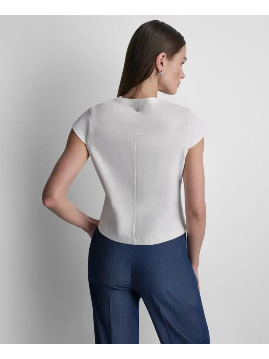 Женская трикотажная блузка City Ponte с короткими рукавами Dkny — изображение 2 из 7, белый