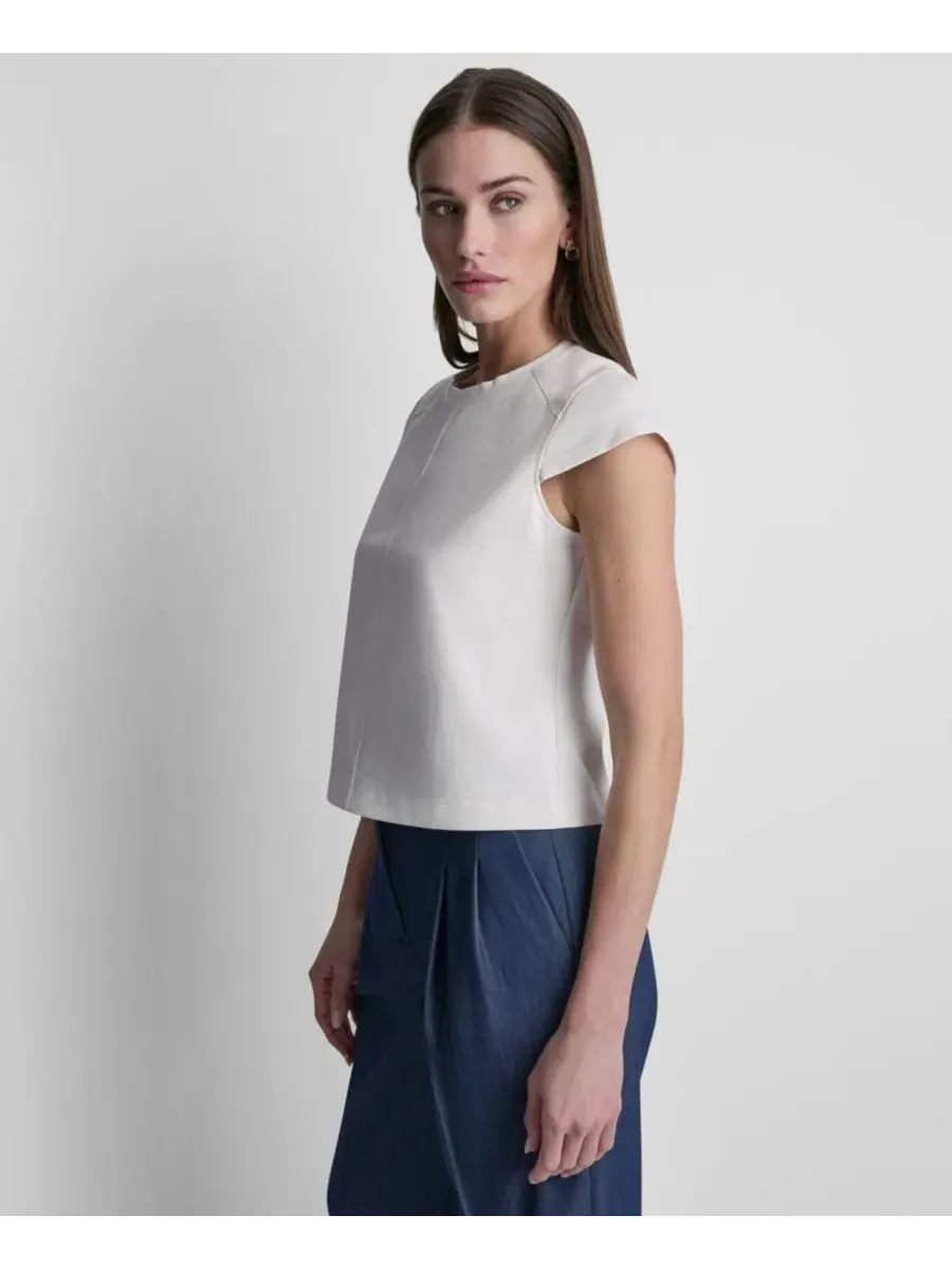 Женская трикотажная блузка City Ponte с короткими рукавами Dkny — изображение 3 из 7, белый