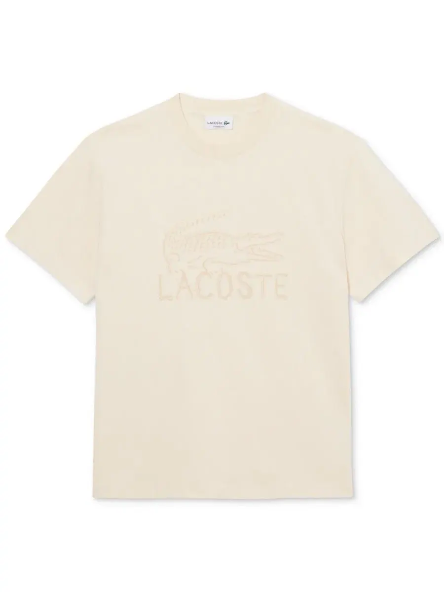 Футболка мужская Lacoste с коротким рукавом и графическим принтом, 100% хлопок — изображение 5 из 7, белый