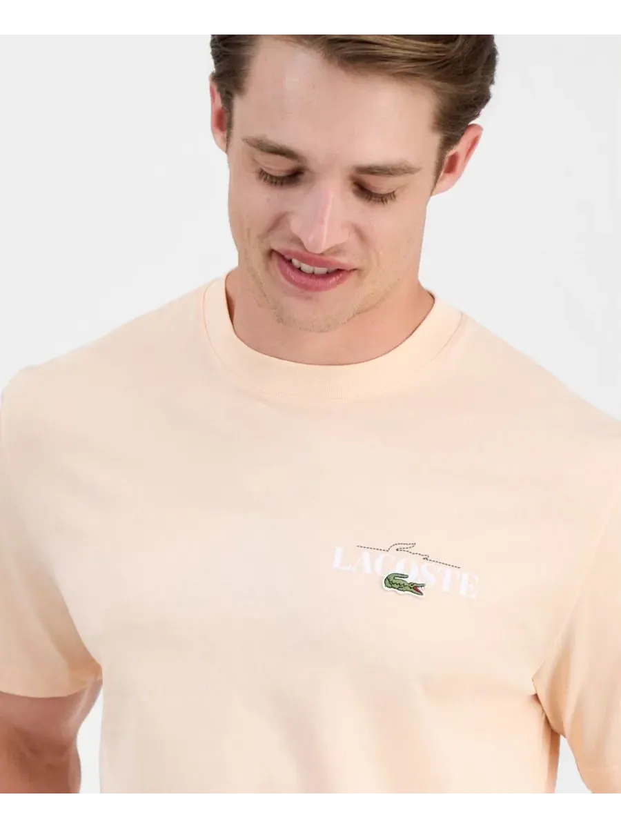 Футболка мужская Lacoste с коротким рукавом и графическим принтом — изображение 7 из 7, белый