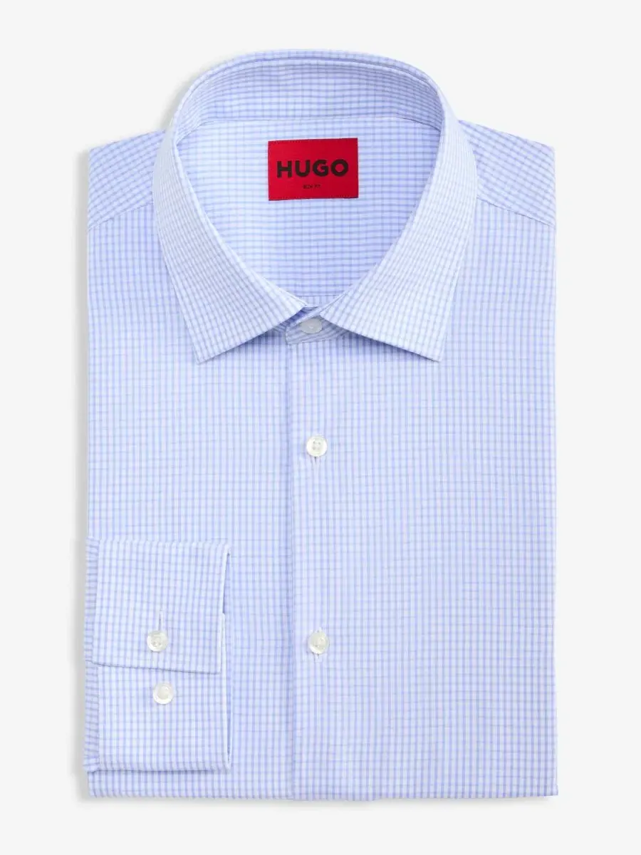 Рубашка с длинным рукавом Kenno Slim-Fit Hugo Boss — изображение 4 из 6, светлый/синий