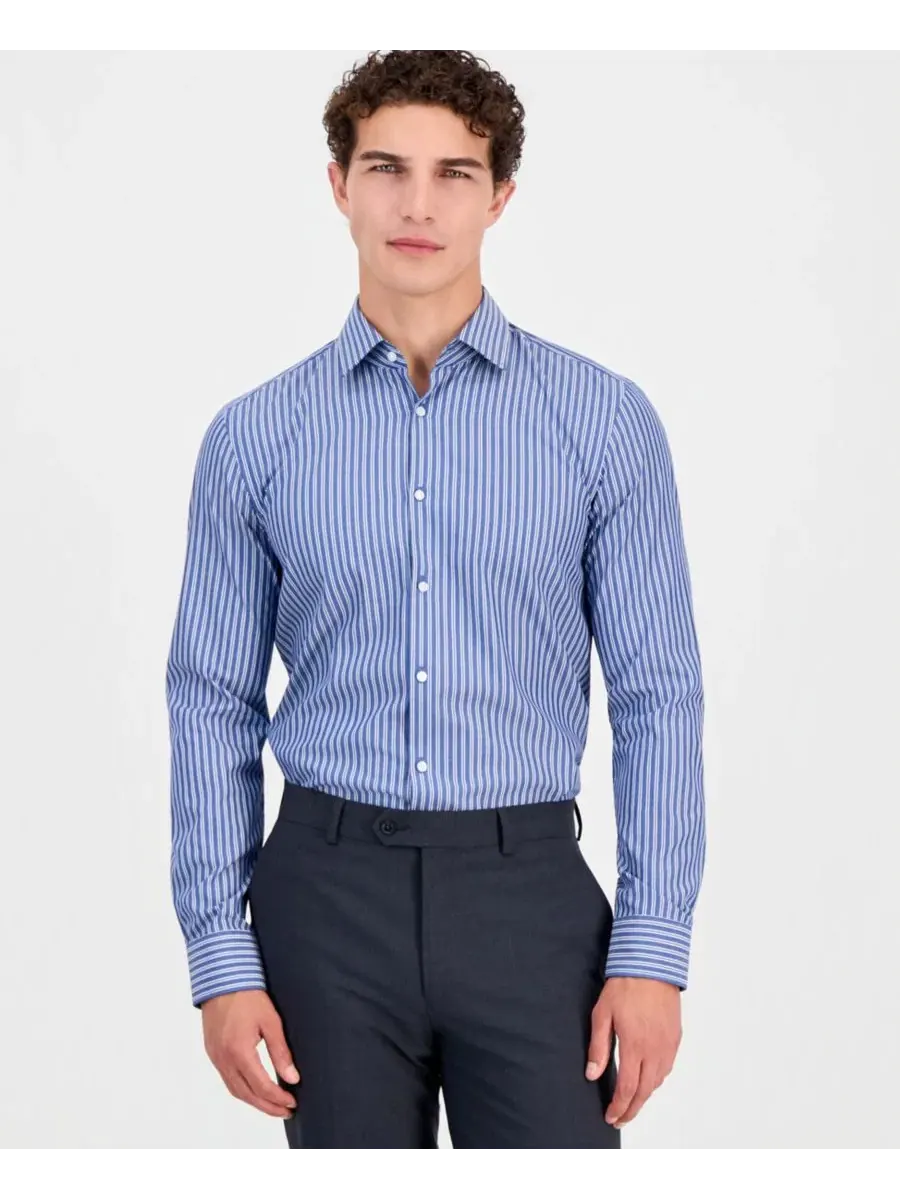Длинный рукав, классический воротник, рубашка Kenno Slim-Fit Hugo Boss — изображение 1 из 6, синий