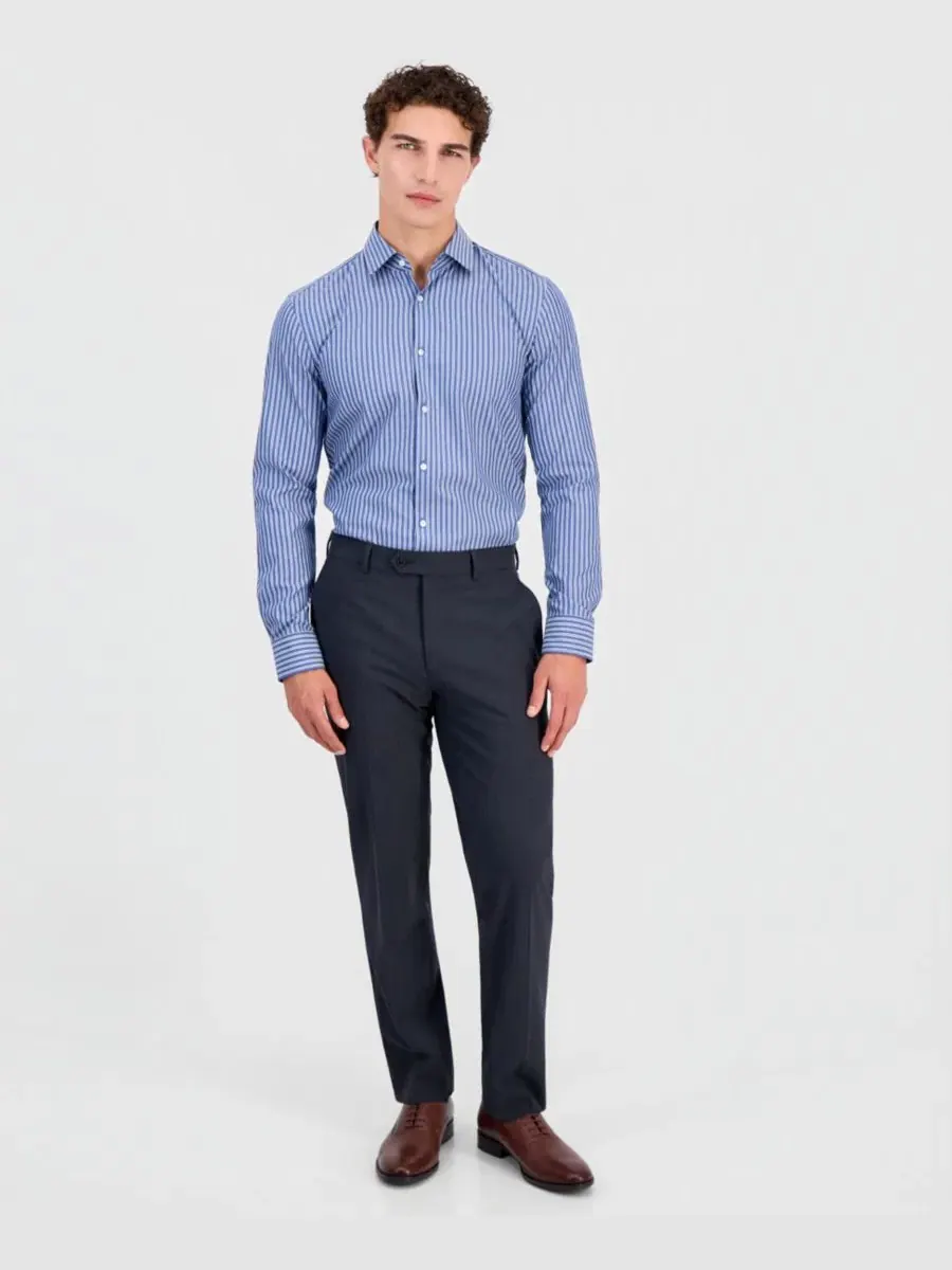 Длинный рукав, классический воротник, рубашка Kenno Slim-Fit Hugo Boss — изображение 3 из 6, синий