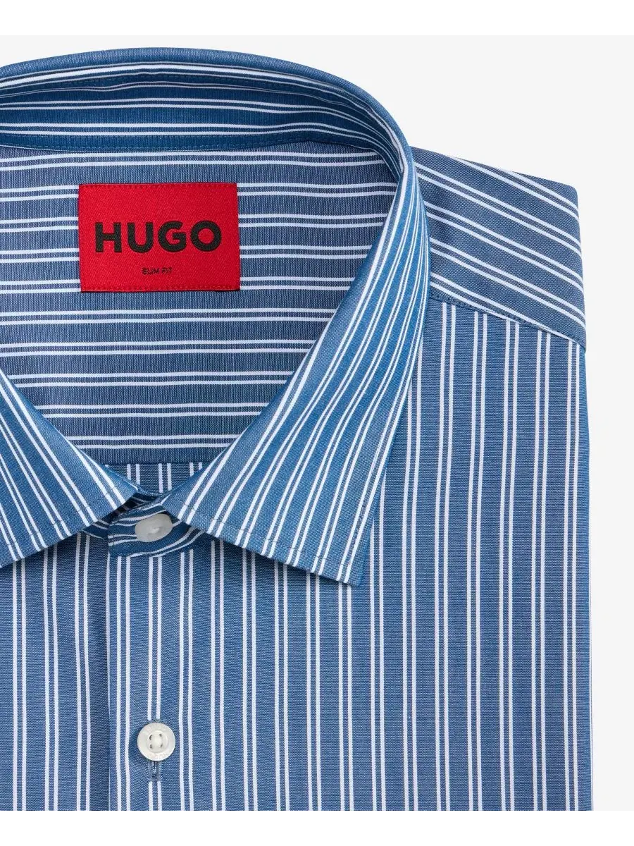 Длинный рукав, классический воротник, рубашка Kenno Slim-Fit Hugo Boss — изображение 5 из 6, синий
