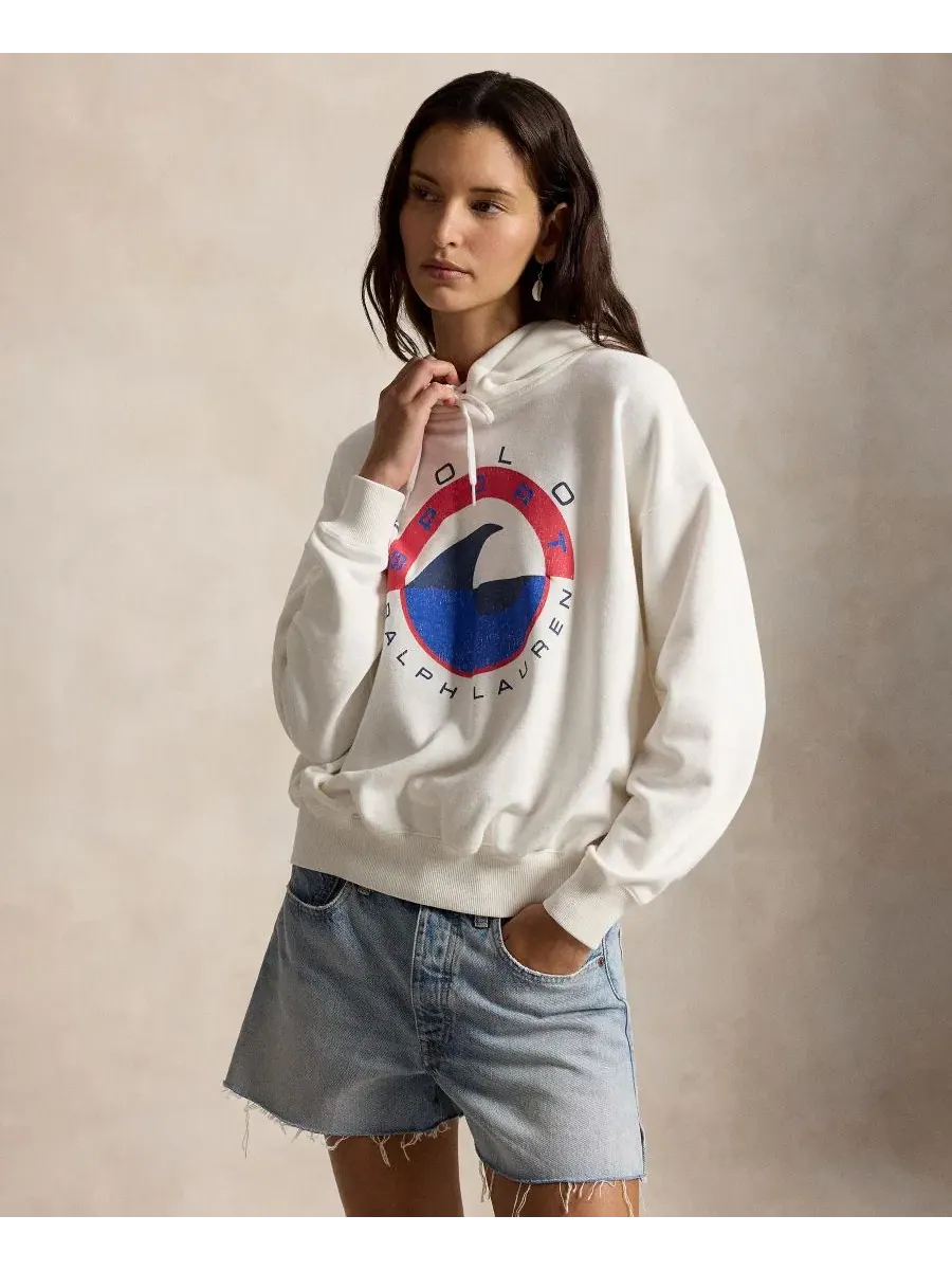 Женская толстовка с длинными рукавами и капюшоном на шнуровке Polo Ralph Lauren — изображение 1 из 5, белый