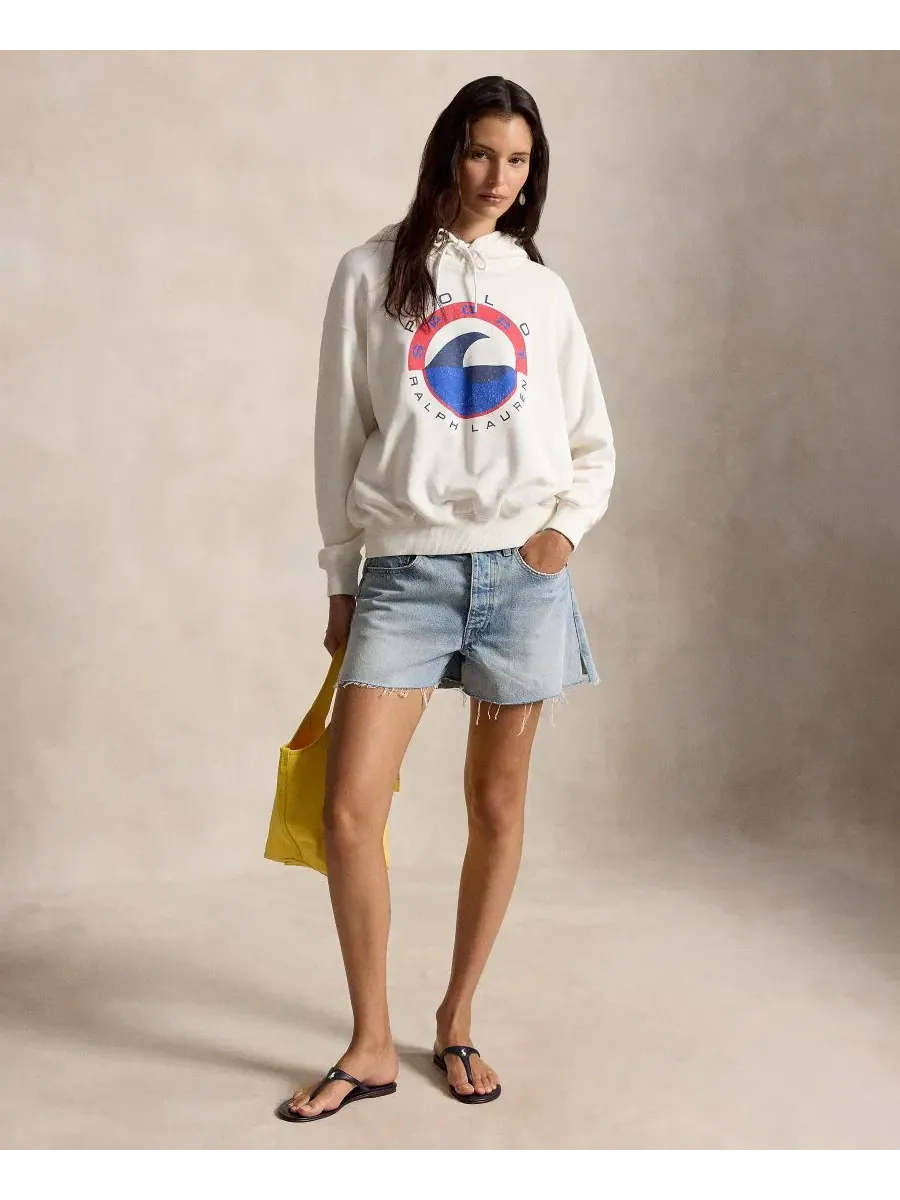 Женская толстовка с длинными рукавами и капюшоном на шнуровке Polo Ralph Lauren — изображение 3 из 5, белый