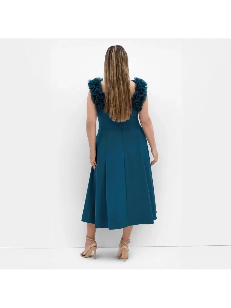 Женское миди-платье Roselyn с оборками и тюлем CITY CHIC, Peacock — изображение 2 из 4