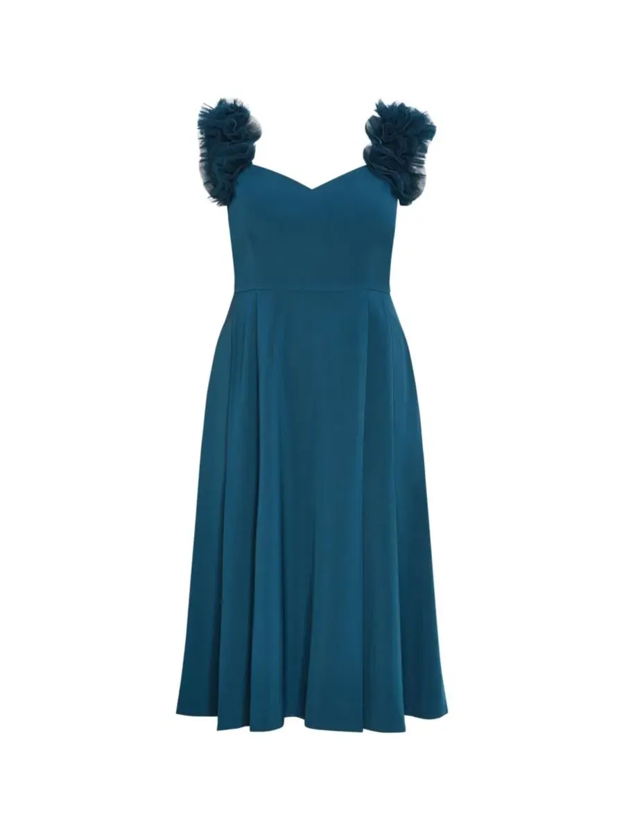 Женское миди-платье Roselyn с оборками и тюлем CITY CHIC, Peacock — изображение 3 из 4