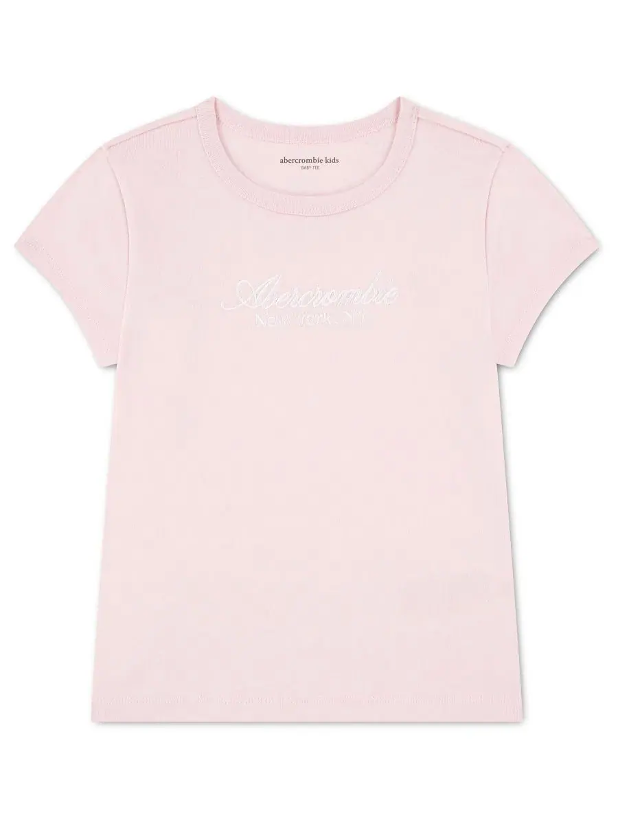 Футболка с круглым вырезом для девочек 5-16 лет Abercrombie Kids — изображение 1 из 3, розовый