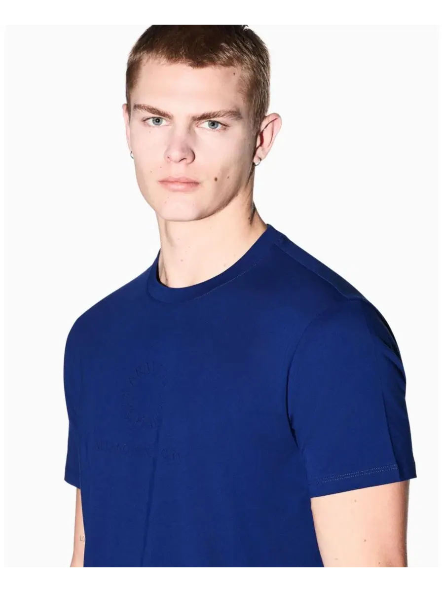 Мужская футболка с коротким рукавом и логотипом в виде круга в тон ткани A|X Armani Exchange — изображение 3 из 5, синий