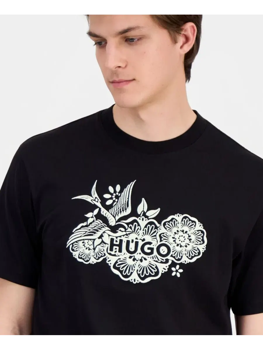 Мужская футболка Dangen с вышивкой Hugo Boss — изображение 3 из 4, черный