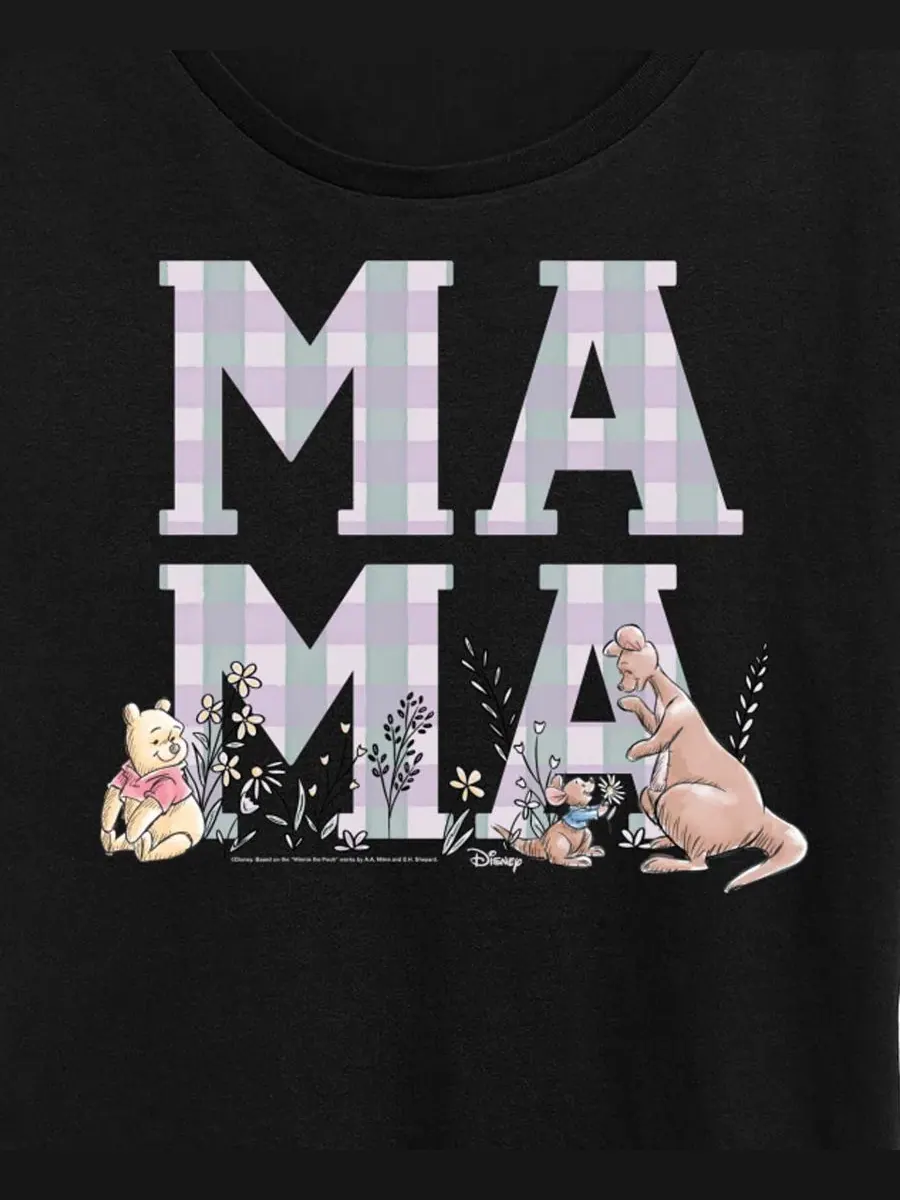 Футболка с коротким рукавом и принтом "Мама Винни-Пуха" больших размеров Hybrid Apparel — изображение 2 из 3, черный