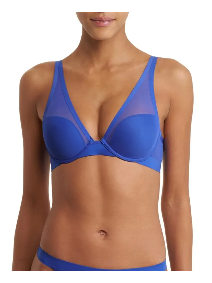 Бюстгальтер-майка с глубоким вырезом True Zen Mesh Plunge Natori — изображение 1 из 6, синий